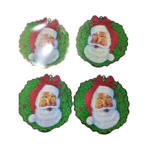 Vintage 4 Color Clings Christmas Window Plastic 1994 Santa Claus 10" Suction Cup